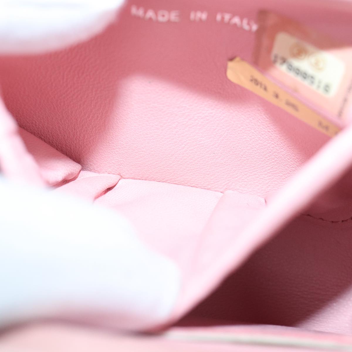 CHANEL Gamaguchi Pouch Leather Pink Silver CC bs16883