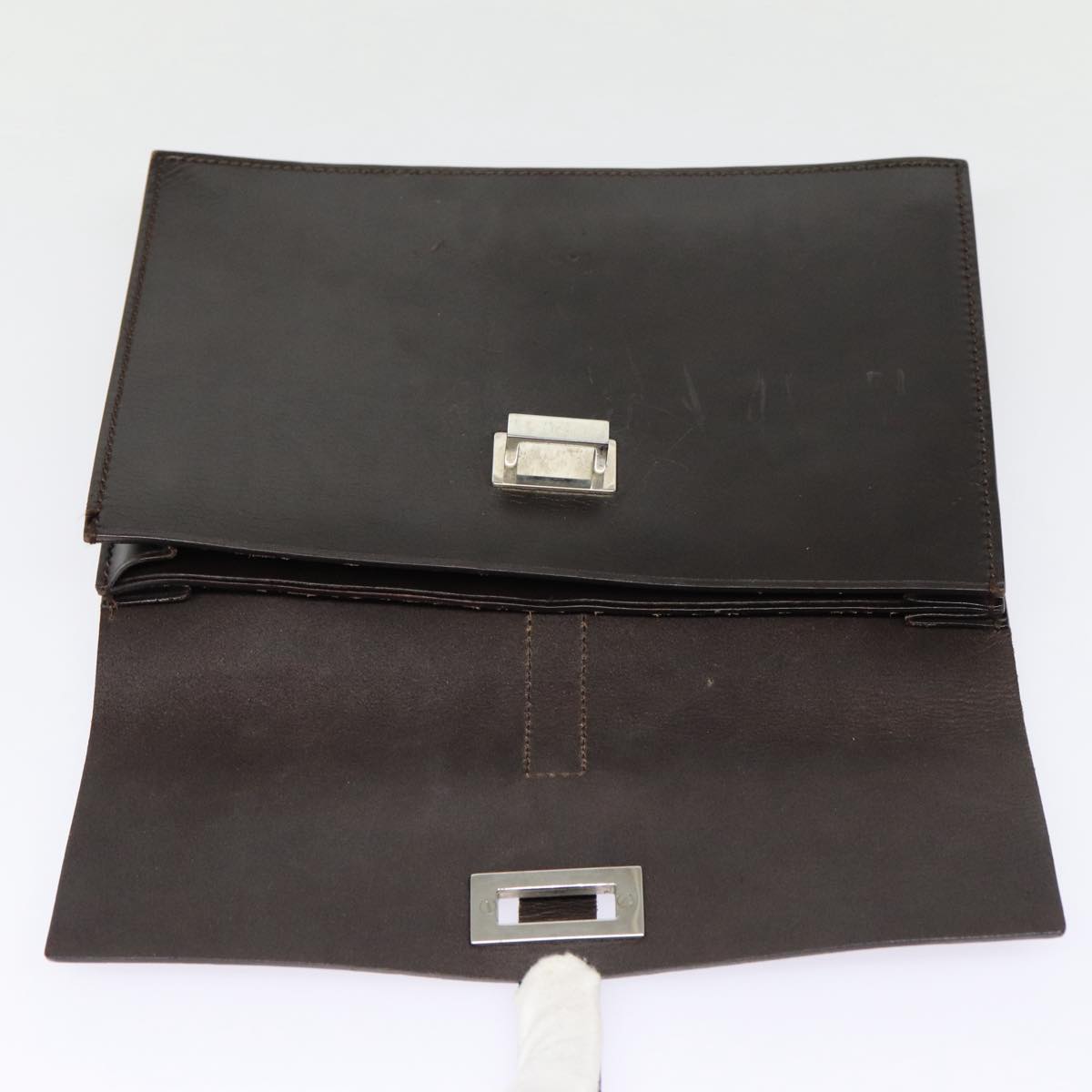 GUCCI Clutch Bag Leather Brown bs16896