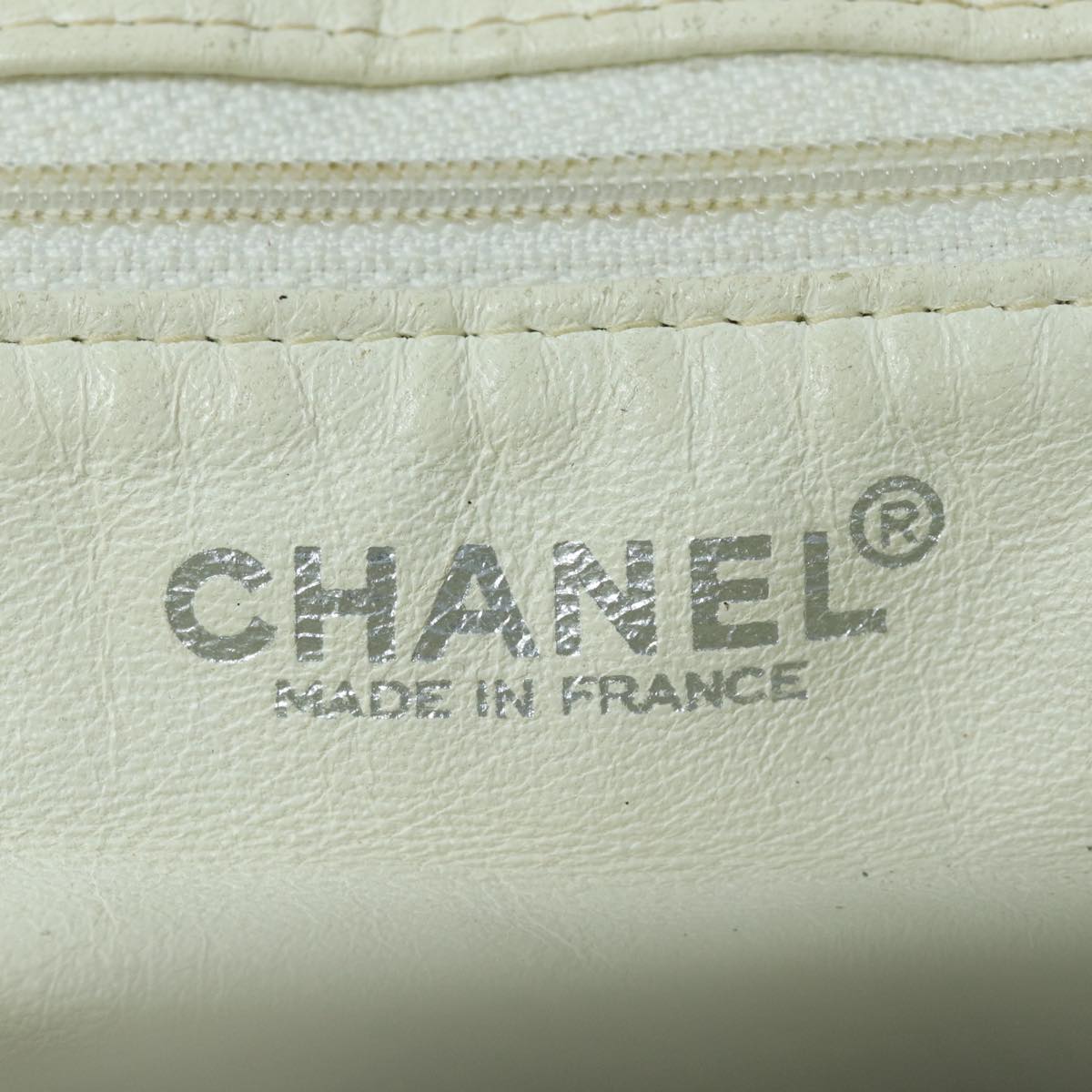 CHANEL Hand Bag Canvas White Silver CC bs16919