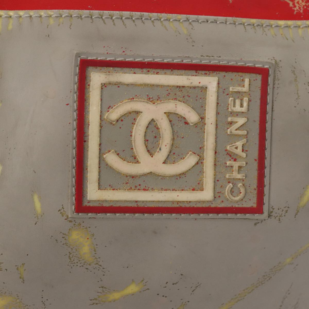 CHANEL Sports Line Backpack Vinyl Red Gray CC bs16920