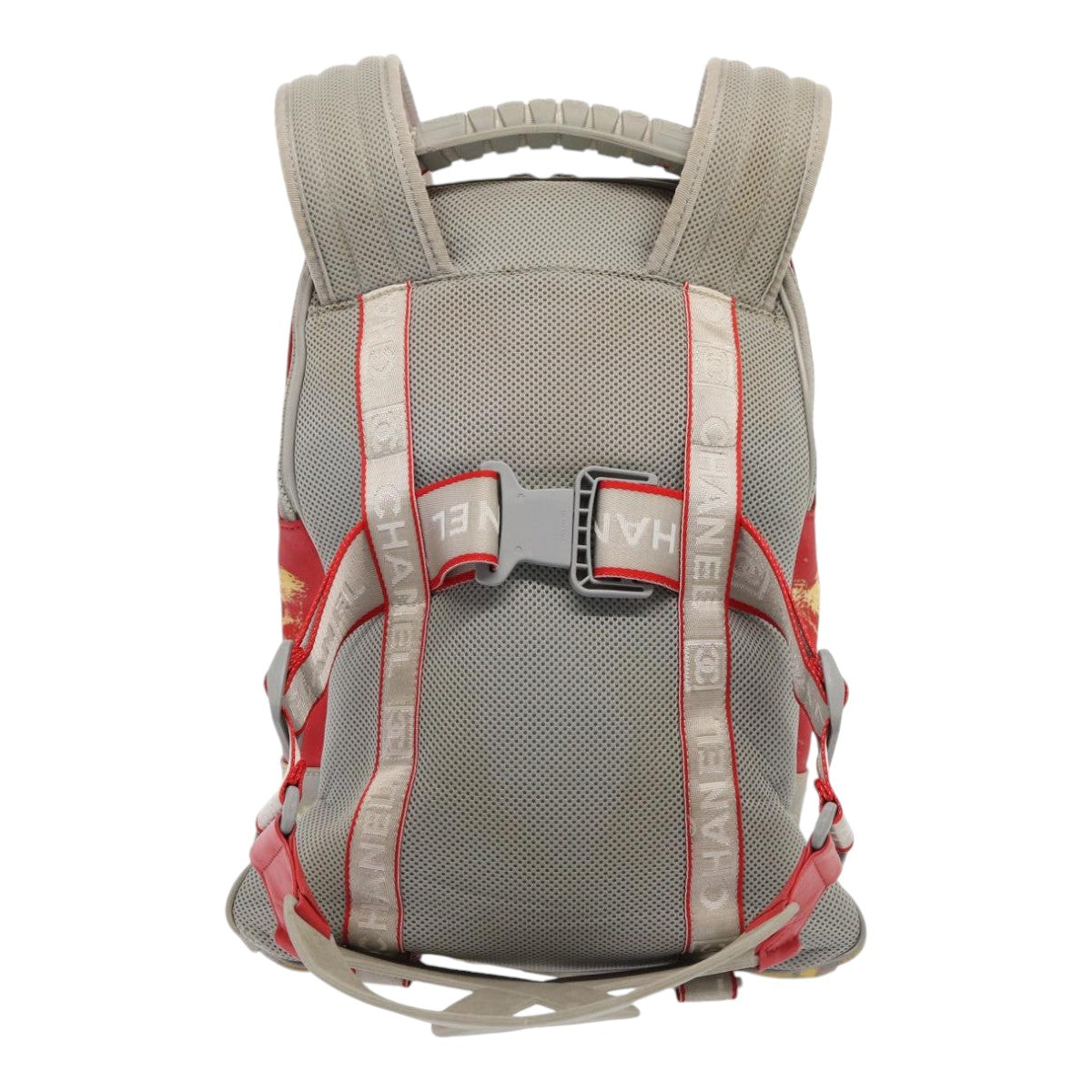 CHANEL Sports Line Backpack Vinyl Red Gray CC bs16920