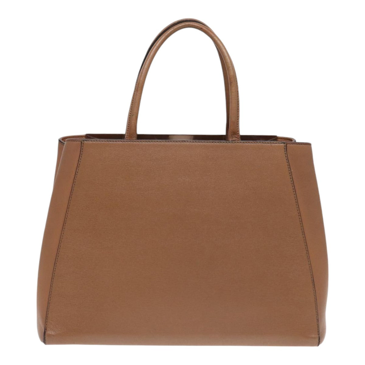FENDI Hand Bag Leather 2way Beige Silver bs16933