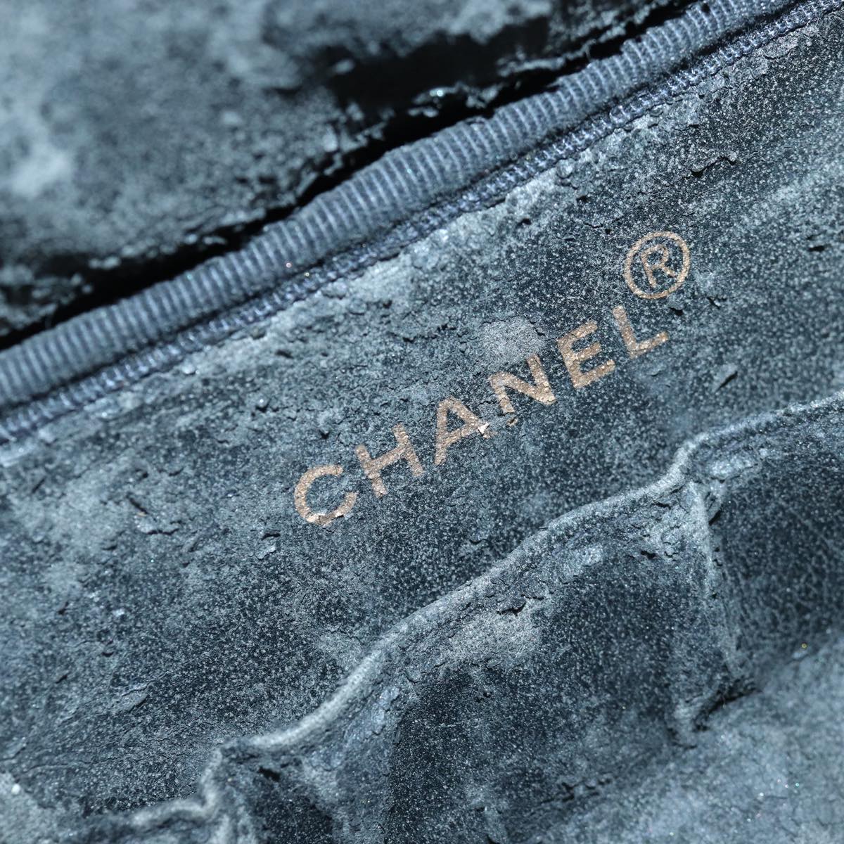 CHANEL COCO Mark Vanity Pouch Caviar Skin Black Gold CC bs16979