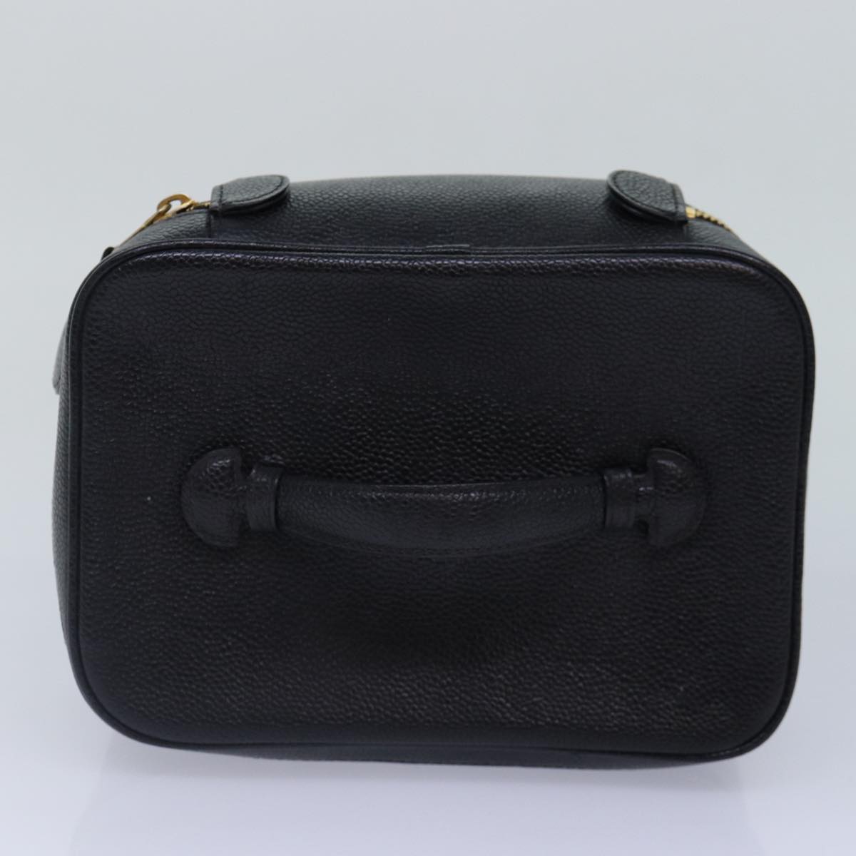CHANEL COCO Mark Vanity Pouch Caviar Skin Black Gold CC bs16979
