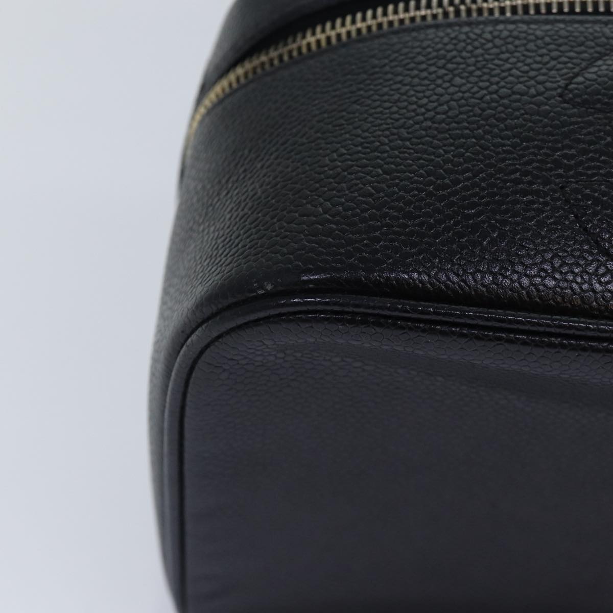 CHANEL COCO Mark Vanity Pouch Caviar Skin Black Gold CC bs16979