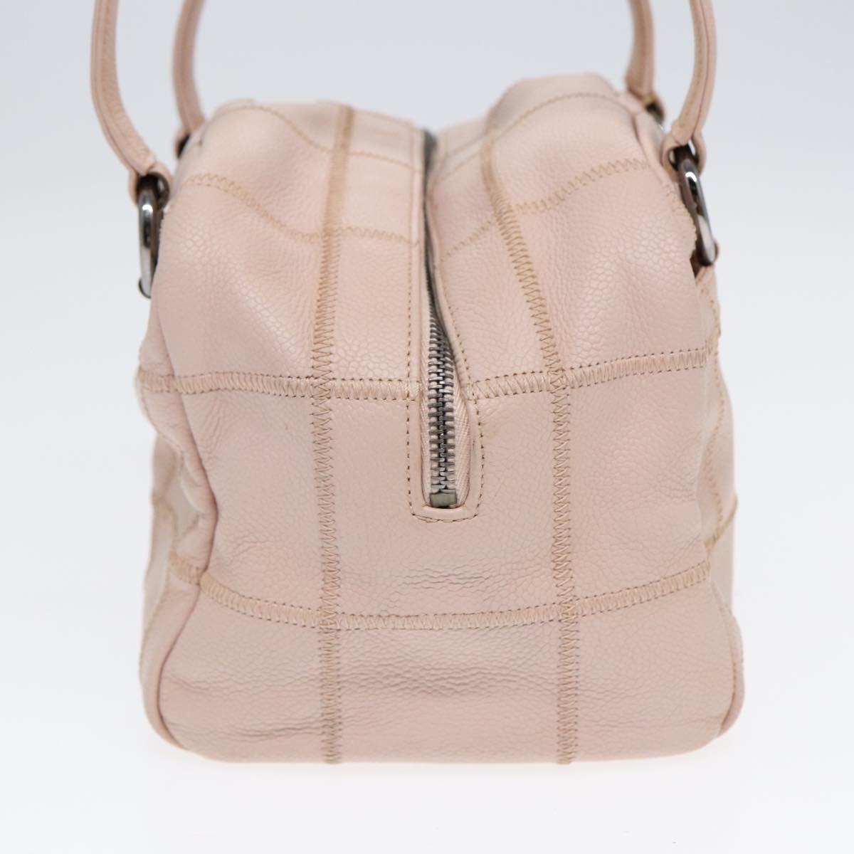 CHANEL Choco Bar Shoulder Bag Caviar Skin Pink Silver CC bs16980