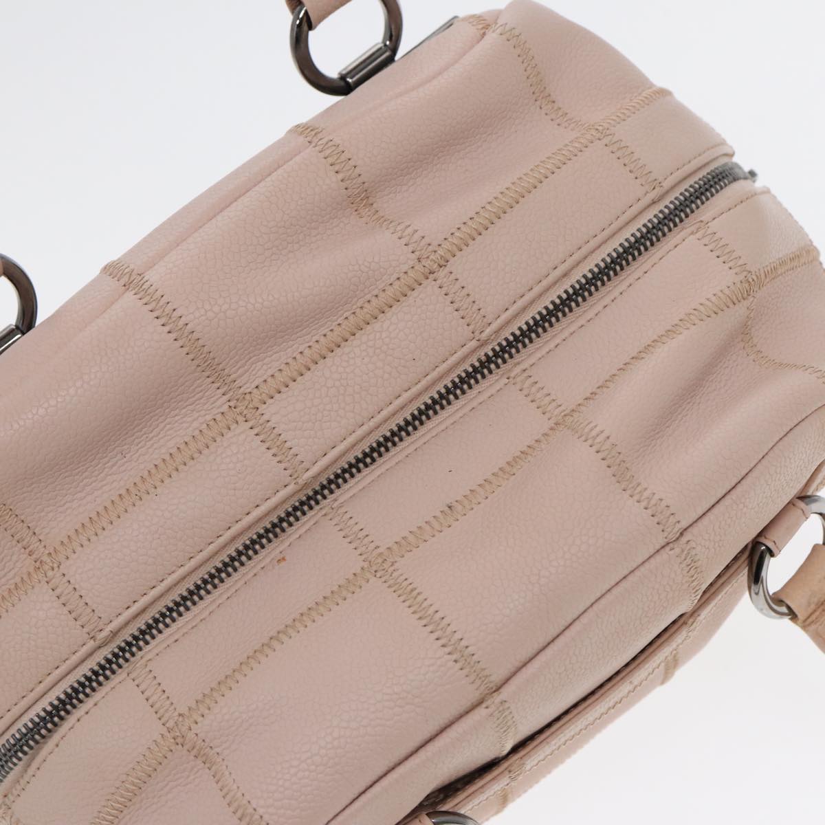 CHANEL Choco Bar Shoulder Bag Caviar Skin Pink Silver CC bs16980