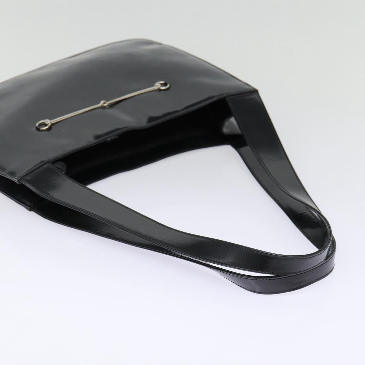 GUCCI Shoulder Bag Patent leather Black Silver bs17018