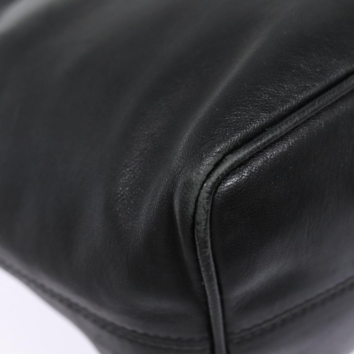 FENDI Hand Bag Leather Black Silver bs17042