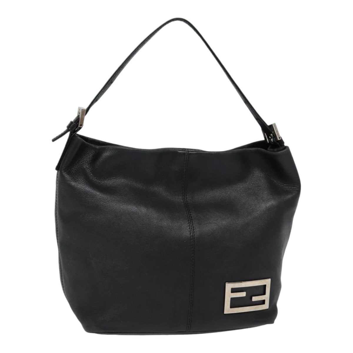FENDI Hand Bag Leather Black Silver bs17042