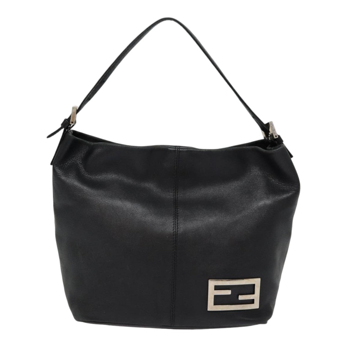 FENDI Hand Bag Leather Black Silver bs17042