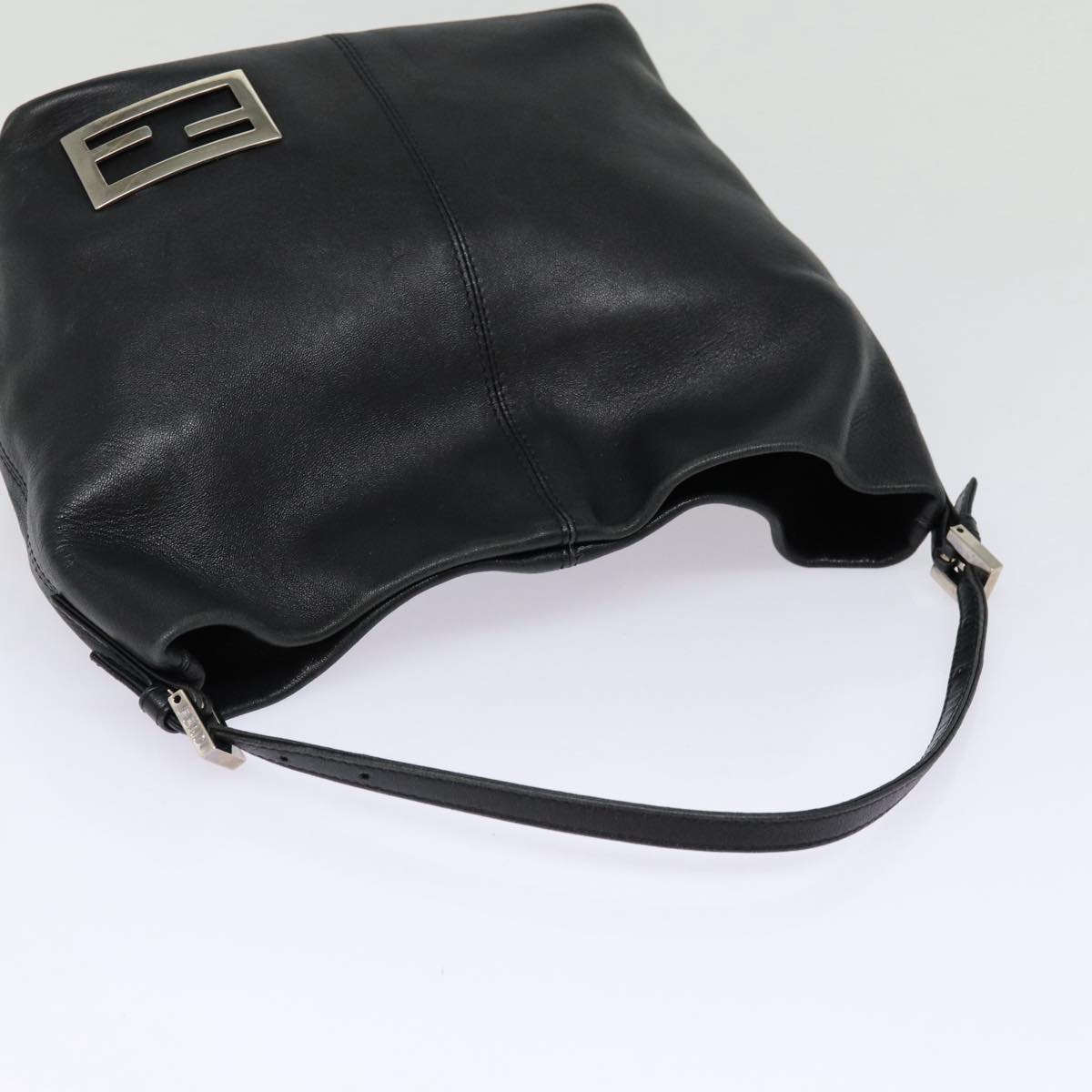 FENDI Hand Bag Leather Black Silver bs17042