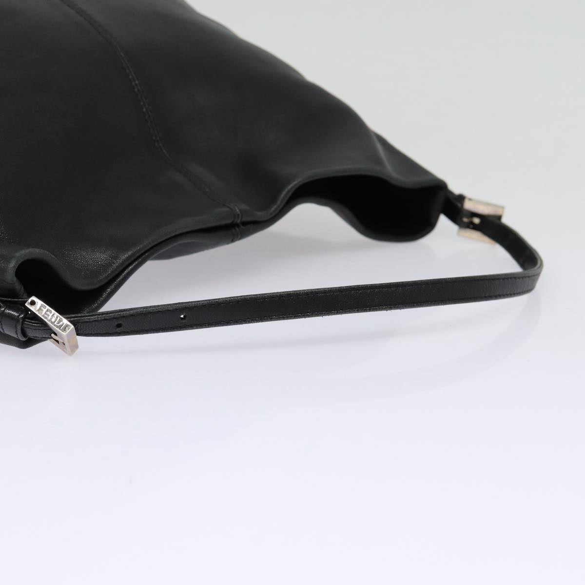 FENDI Hand Bag Leather Black Silver bs17042