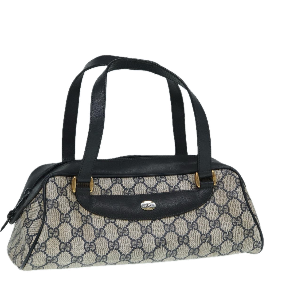 GUCCI GG Supreme Hand Bag PVC Leather Navy Gold bs17043