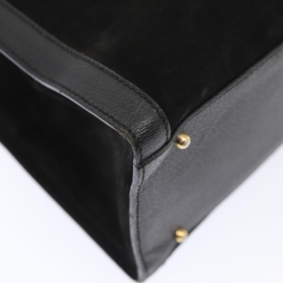 GUCCI Bamboo Hand Bag Suede Black Gold 002 123 0260 bs17116