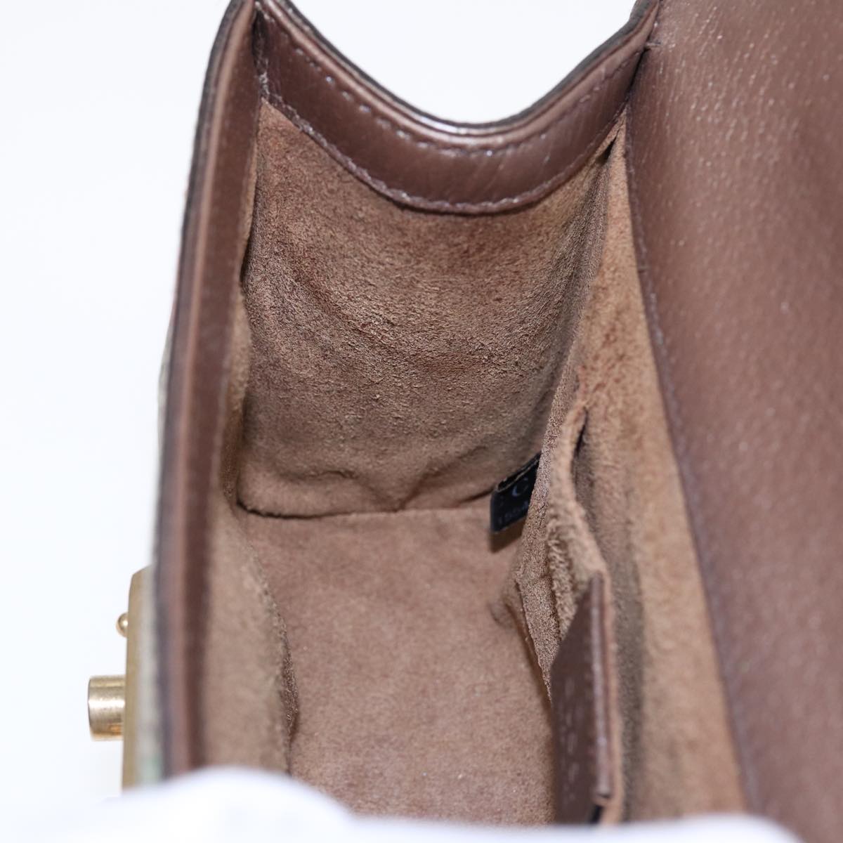 GUCCI GG Supreme Padlock Chain Shoulder Bag PVC Beige Gold 409487 bs17119