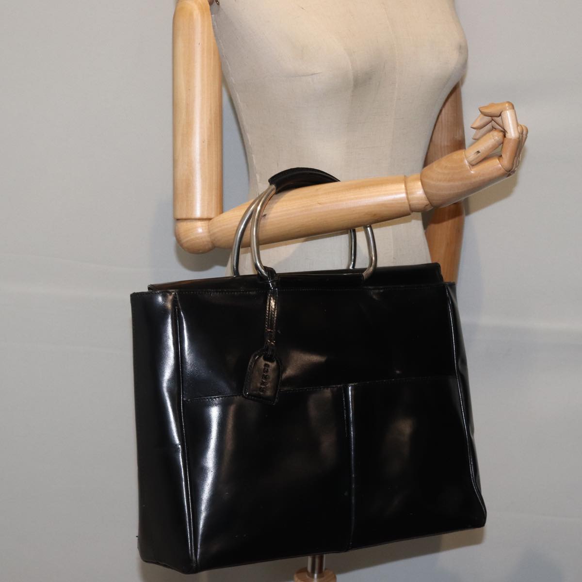 GUCCI Hand Bag Leather Black Silver 002 2865 1313 bs17122