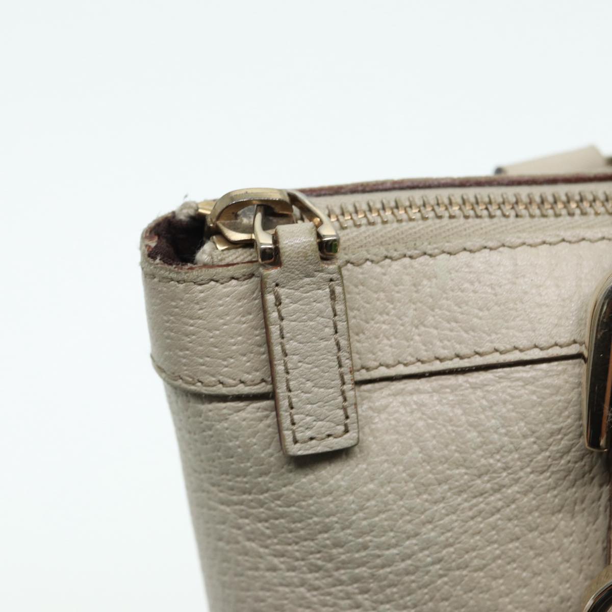 GUCCI Hand Bag Leather Beige Gold 141471 bs17126