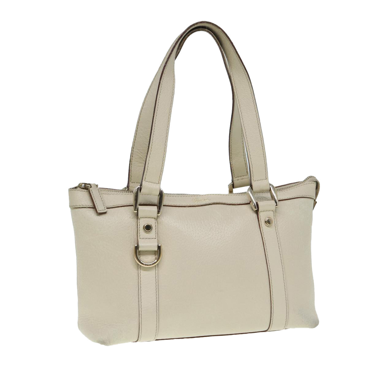 GUCCI Hand Bag Leather Beige Gold 141471 bs17126