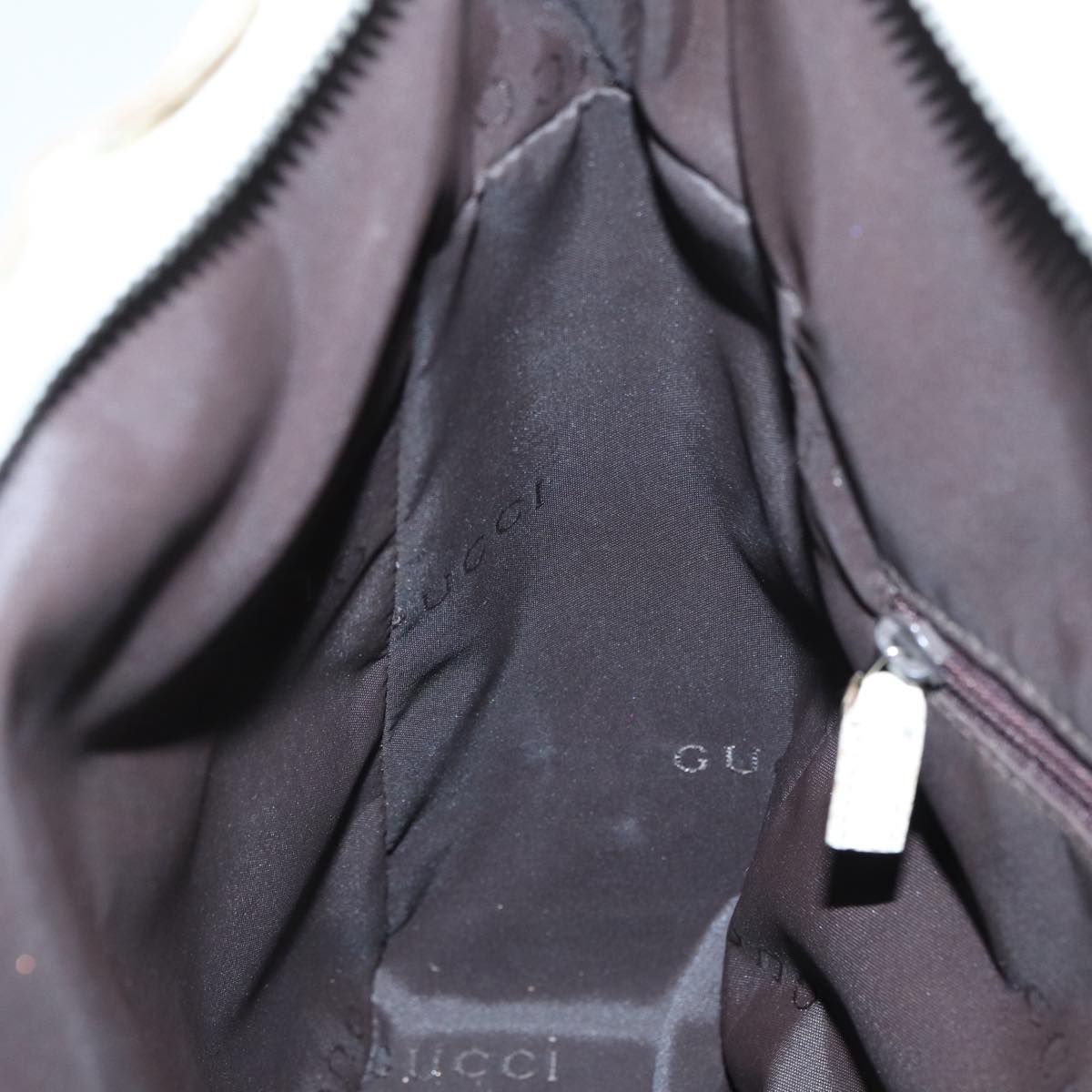 GUCCI Hand Bag Canvas Leather Beige Silver 001 3766 bs17134