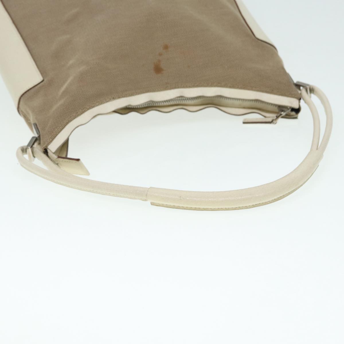 GUCCI Hand Bag Canvas Leather Beige Silver 001 3766 bs17134
