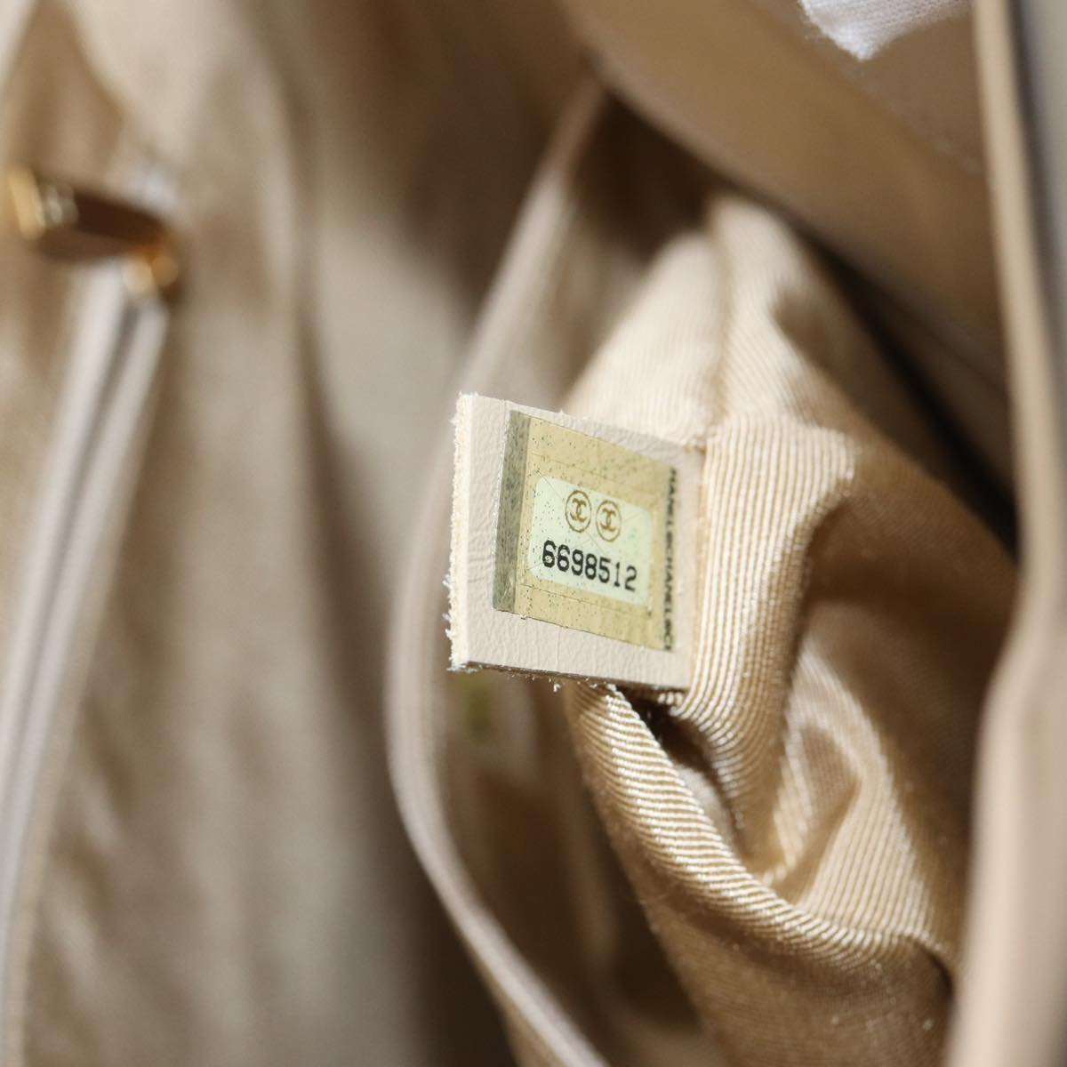 CHANEL Hand Bag Enamel Beige Gold CC bs17154