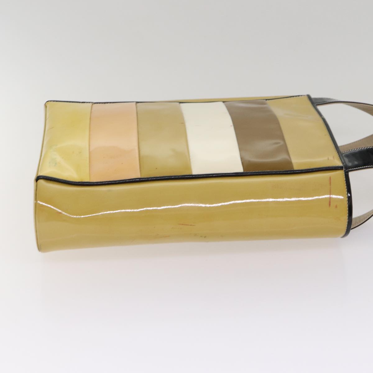 CHANEL Hand Bag Enamel Beige Gold CC bs17154