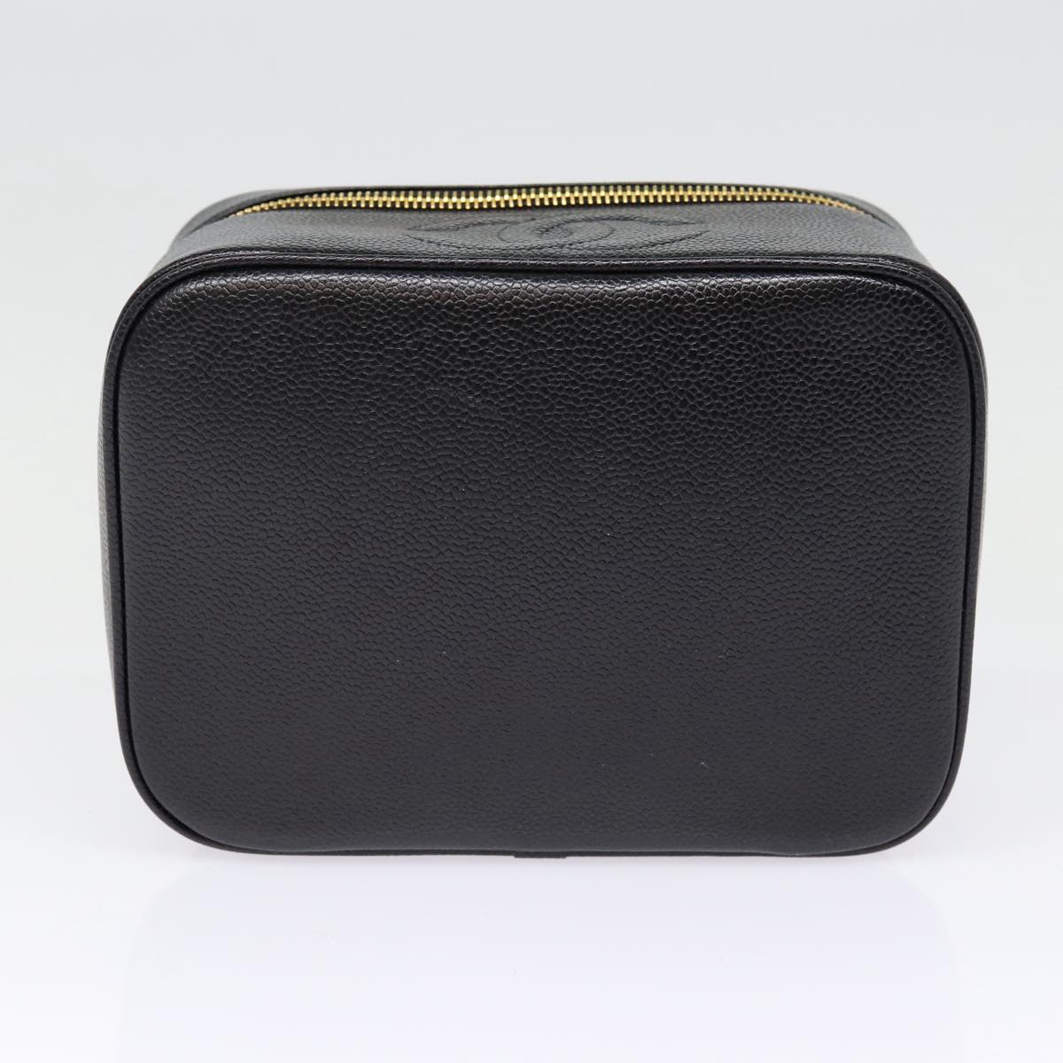 CHANEL COCO Mark Vanity Pouch Caviar Skin Black Gold CC bs17155