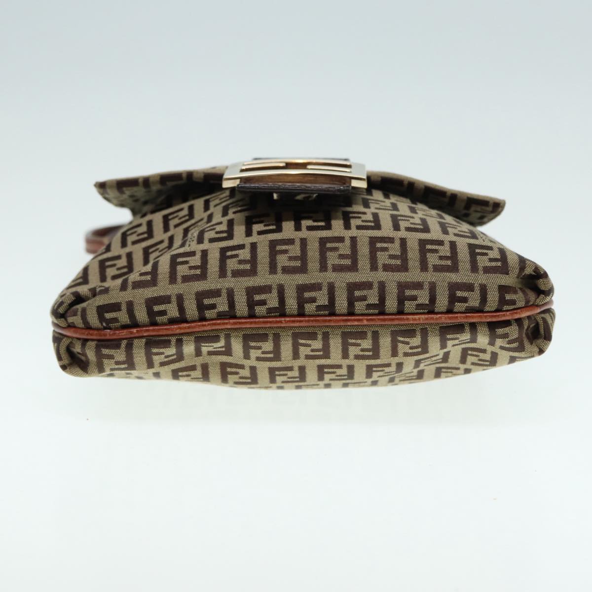 FENDI Zucchino Canvas Shoulder Bag Brown Gold bs17192