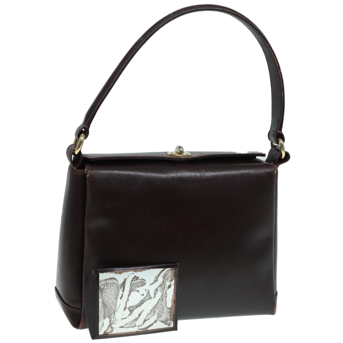 GUCCI Shoulder Bag Leather Brown Gold bs17265