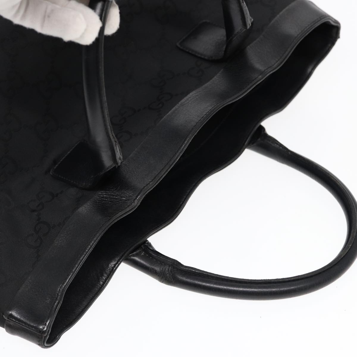 GUCCI GG Canvas Hand Bag Black Silver bs17289