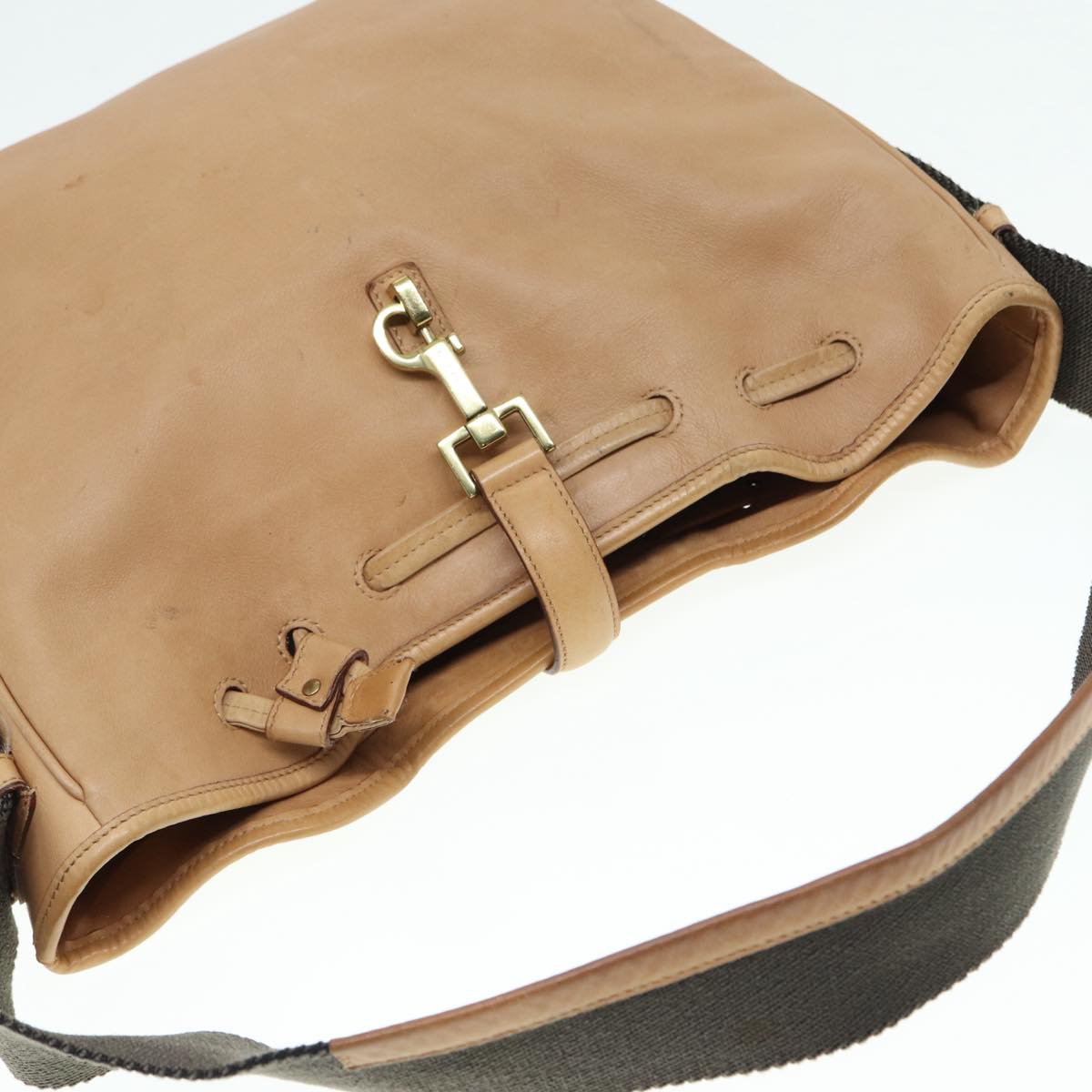 GUCCI Jackie Shoulder Bag Leather Beige Gold 92732 bs17355