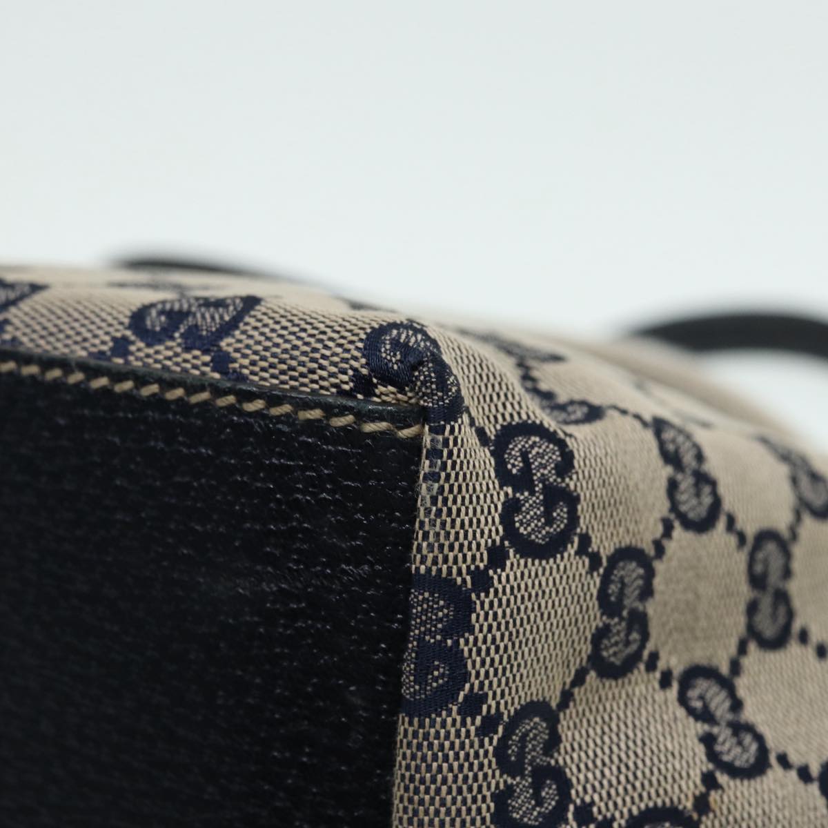 GUCCI GG Canvas Sherry Line Tote Bag Red Navy Silver 131228 bs17358