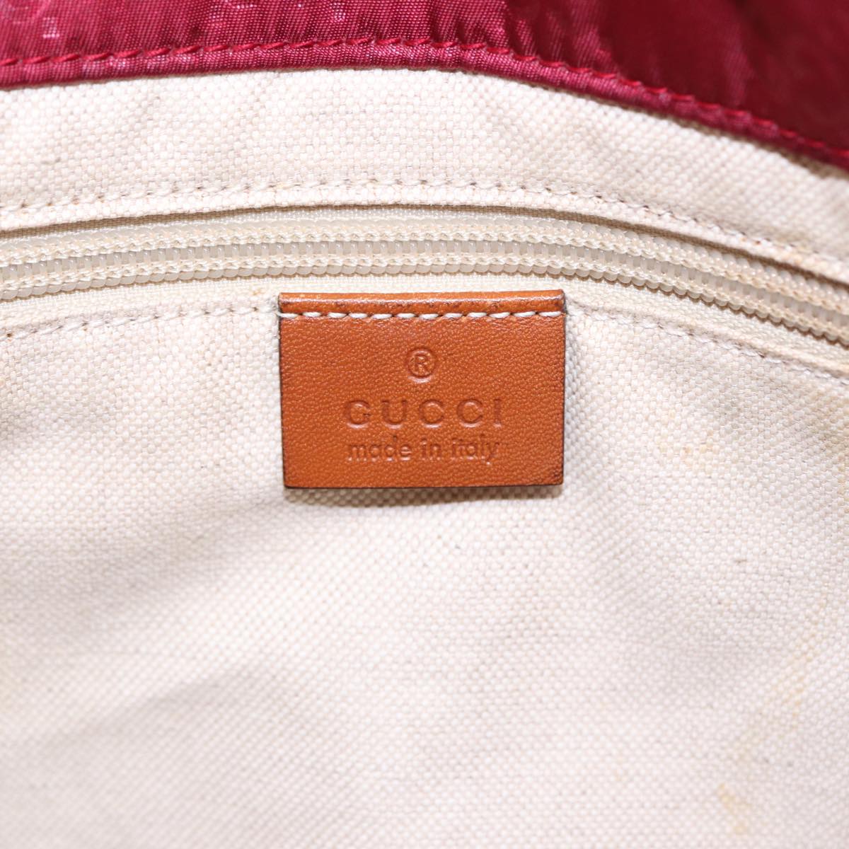 GUCCI GG Canvas Tote Bag Nylon Gold Red 282489 bs17371