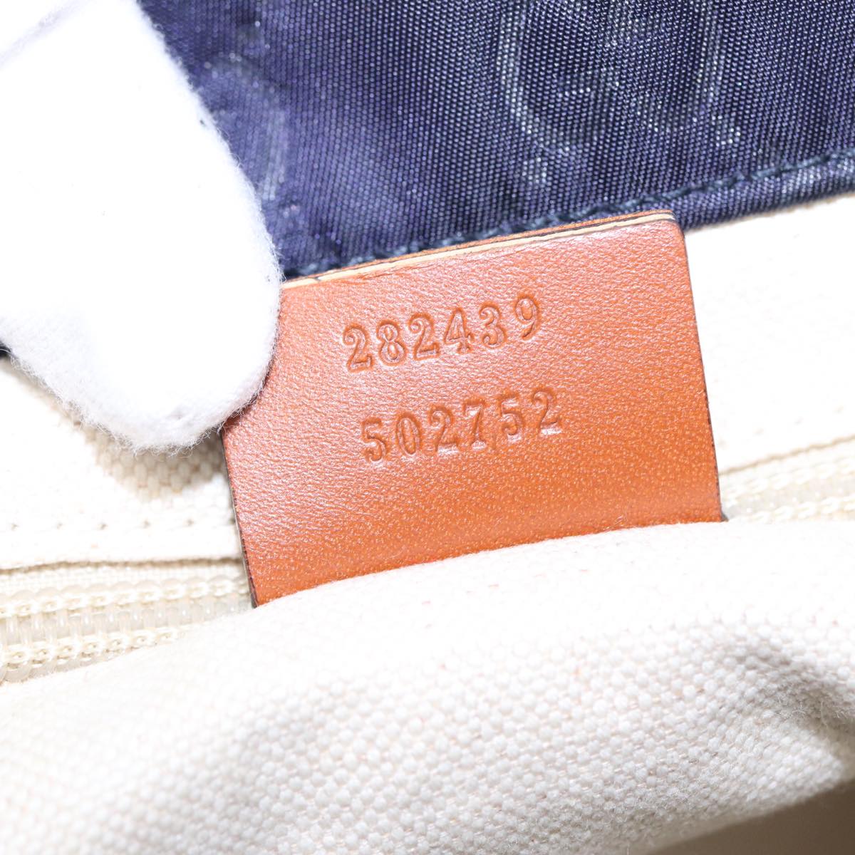GUCCI GG Canvas Tote Bag Nylon Gold Navy 282439 bs17376