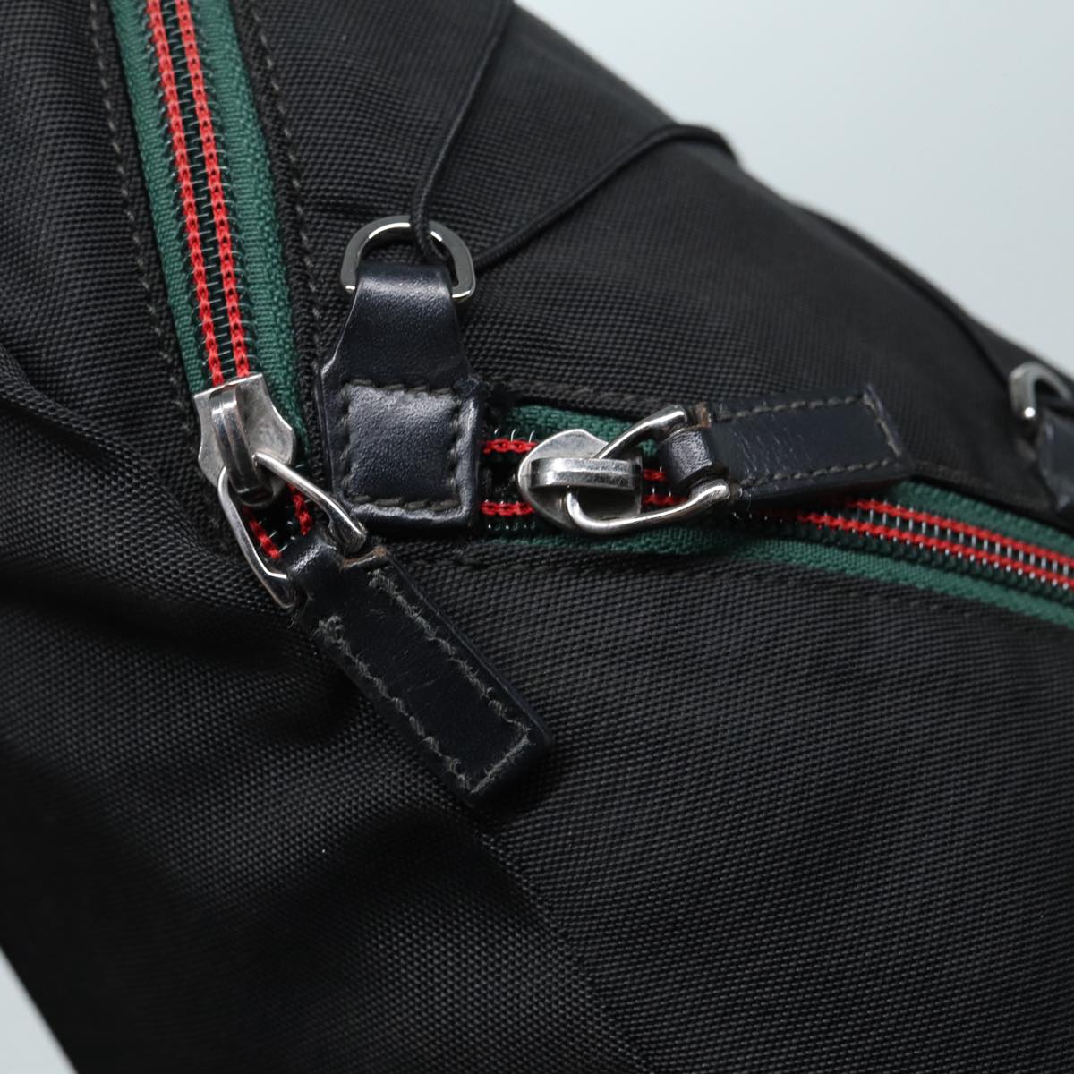 GUCCI Backpack Nylon Black Silver 122348 bs17393