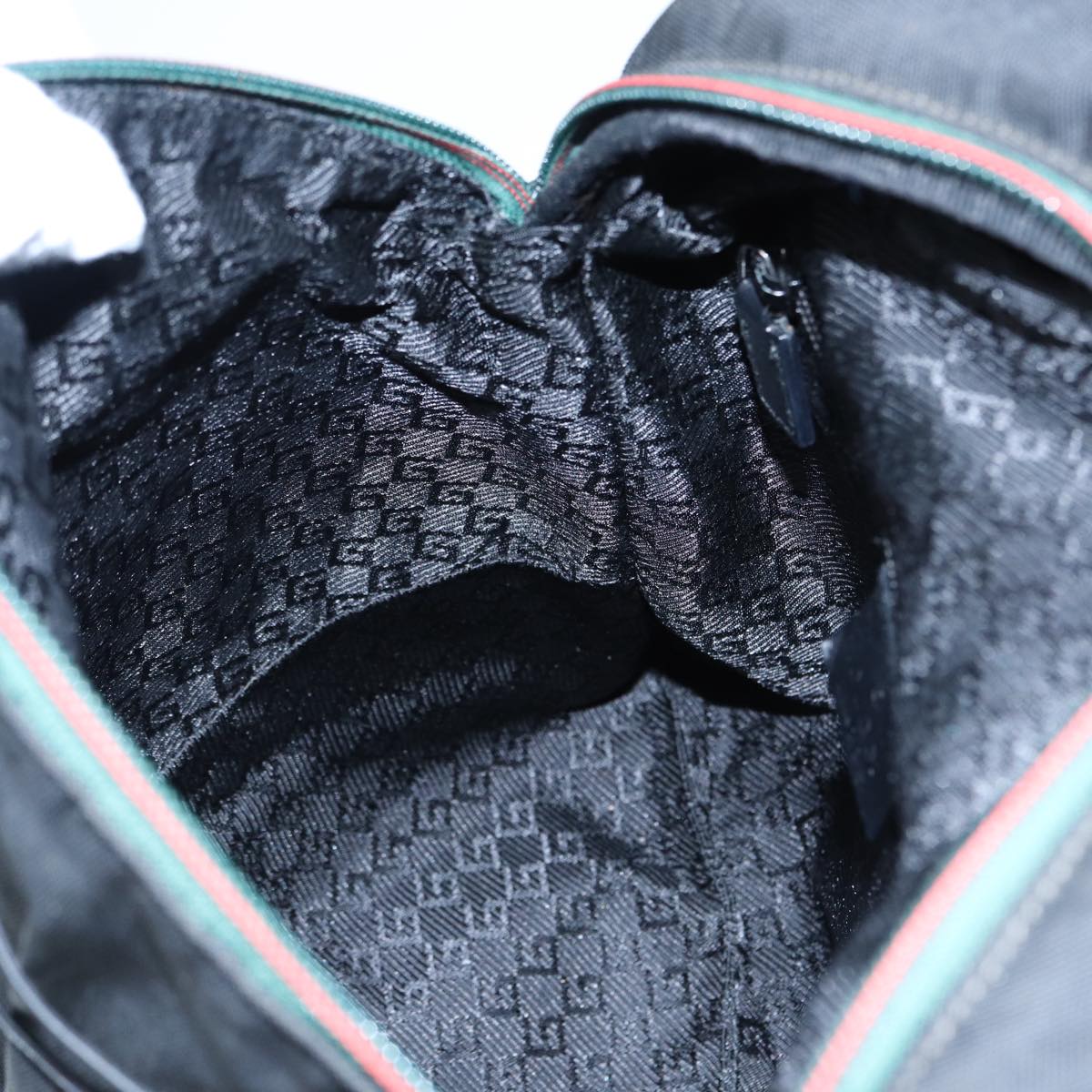 GUCCI Backpack Nylon Black Silver 122348 bs17393
