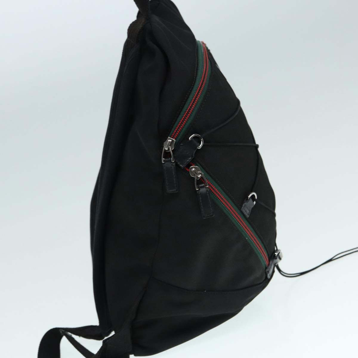 GUCCI Backpack Nylon Black Silver 122348 bs17393