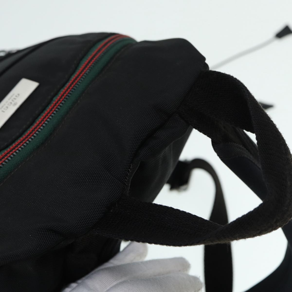 GUCCI Backpack Nylon Black Silver 122348 bs17393