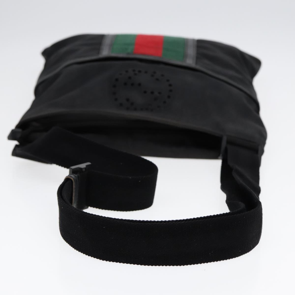 GUCCI Web Sherry Line Shoulder Bag Canvas Black Red Green 181067 bs17422