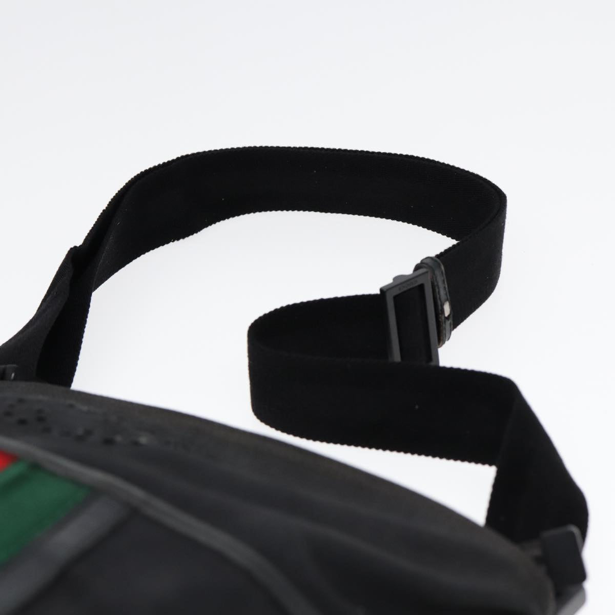 GUCCI Web Sherry Line Shoulder Bag Canvas Black Red Green 181067 bs17422