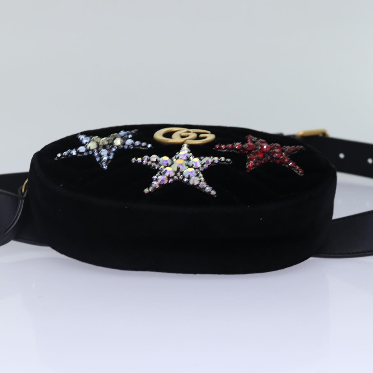 GUCCI Waist bag Velor Black Gold 476434 bs17475