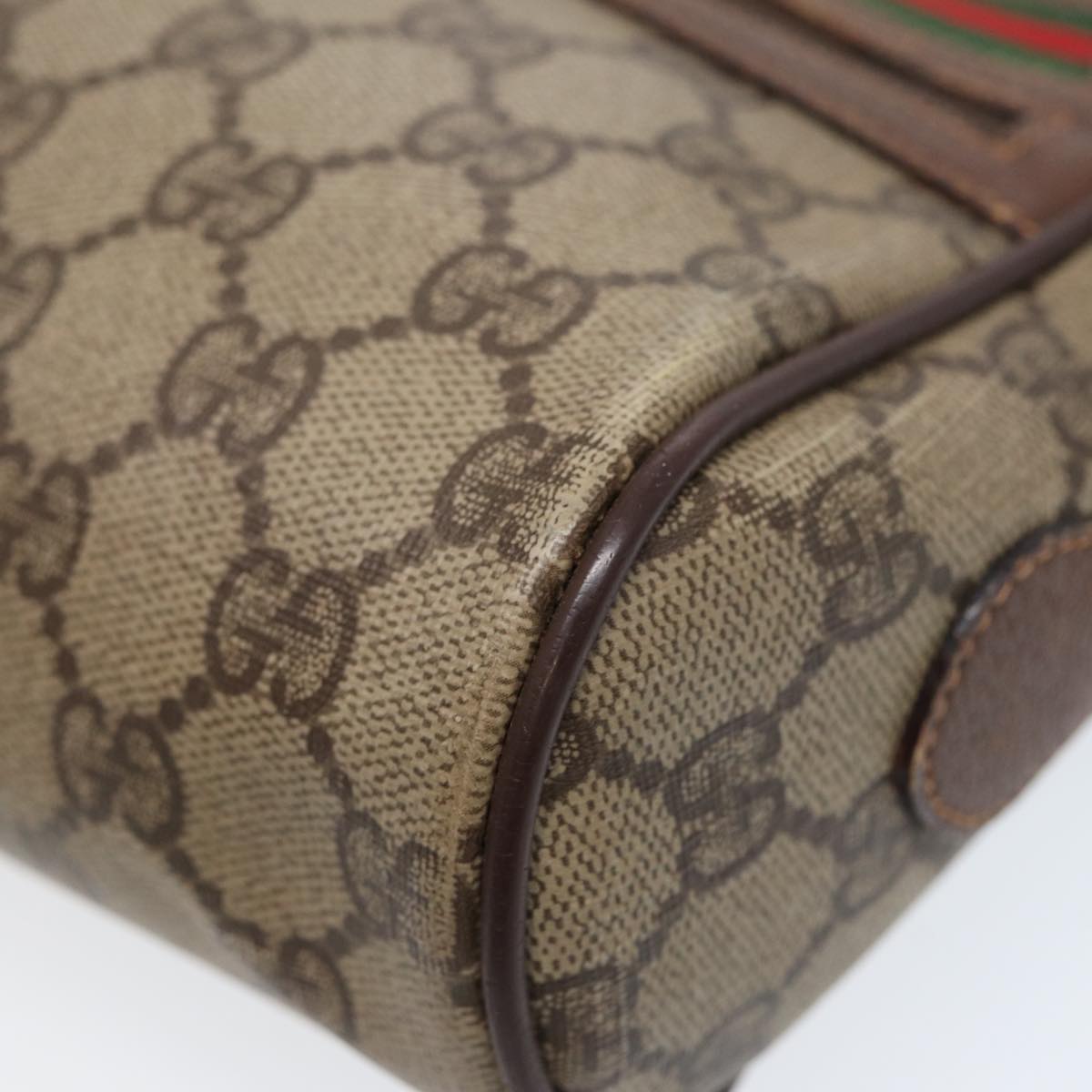 GUCCI GG Supreme Web Sherry Line Shoulder Bag PVC Beige 56 02 087 bs17476