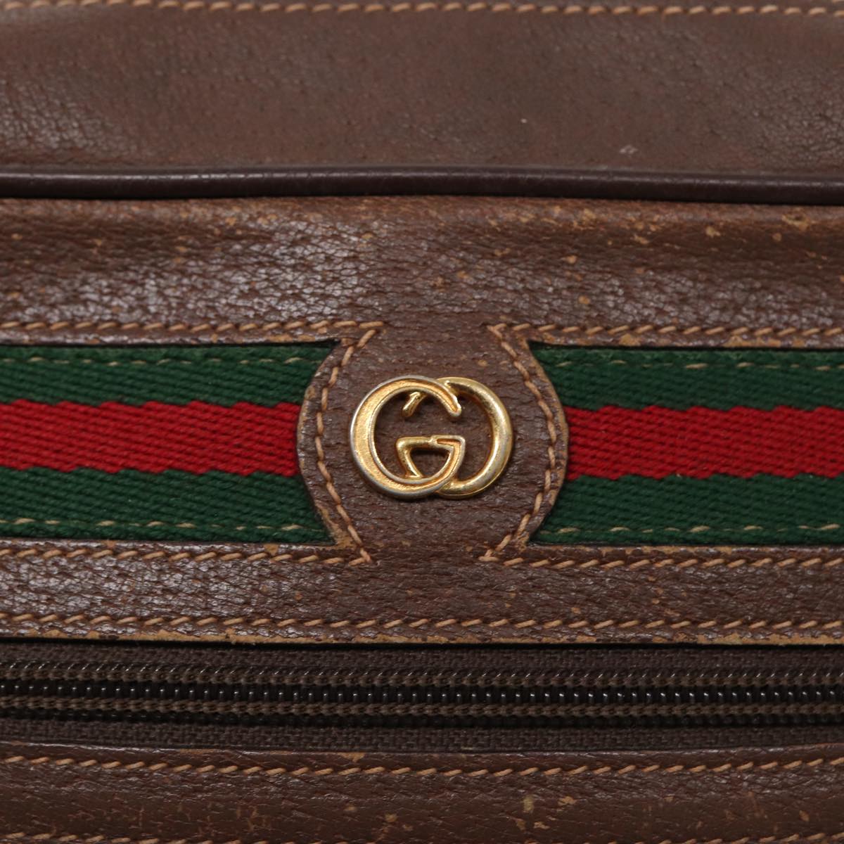 GUCCI GG Supreme Web Sherry Line Shoulder Bag PVC Beige 56 02 087 bs17476
