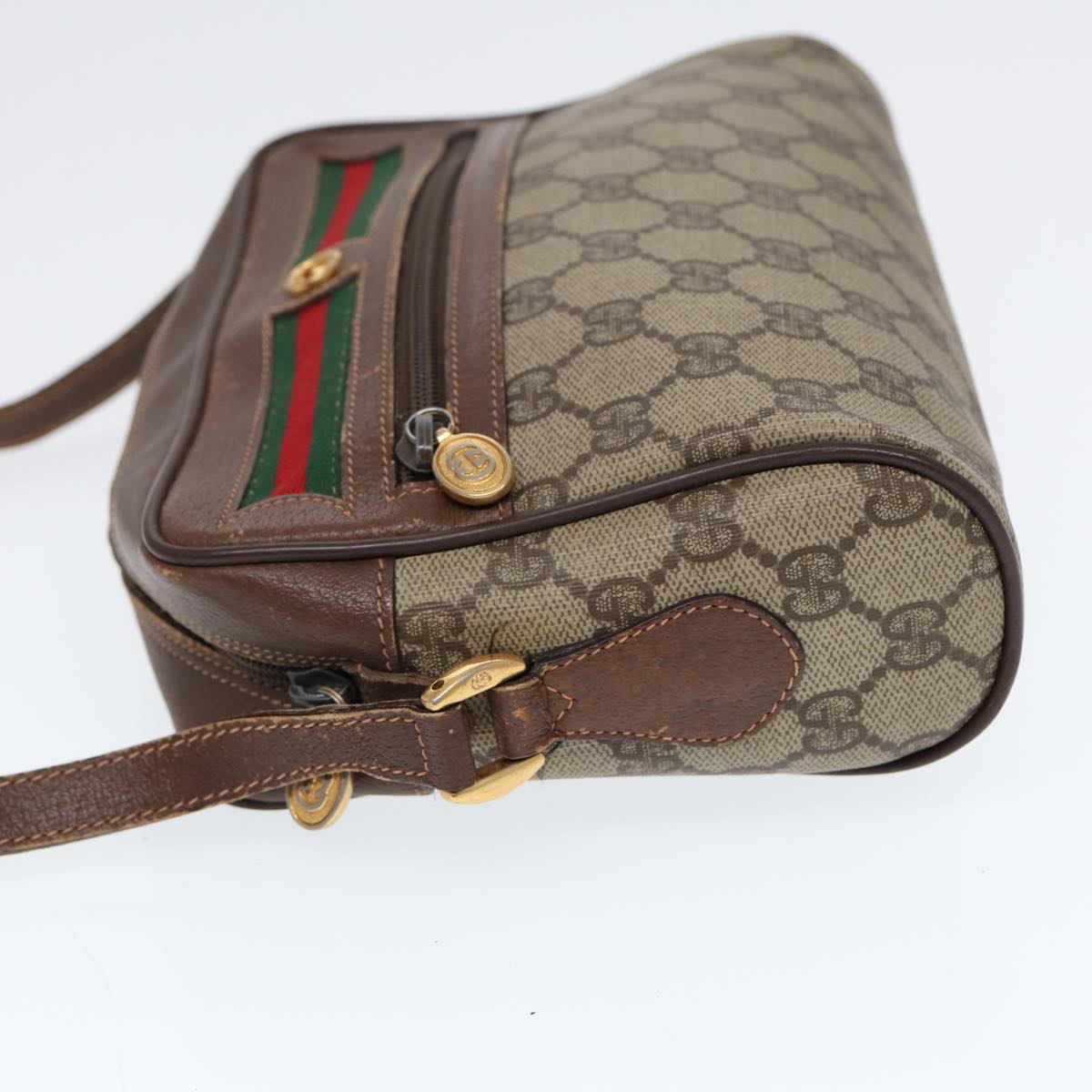 GUCCI GG Supreme Web Sherry Line Shoulder Bag PVC Beige 56 02 087 bs17476