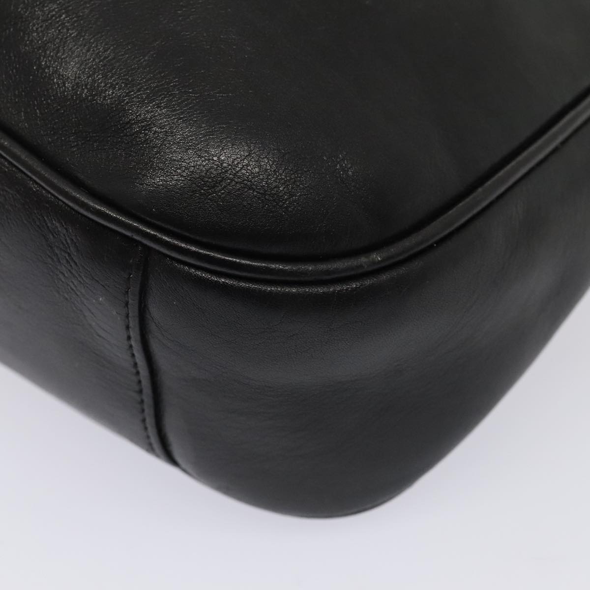 GUCCI Bamboo Hand Bag Leather Black Gold 001 1705 1638 bs17478