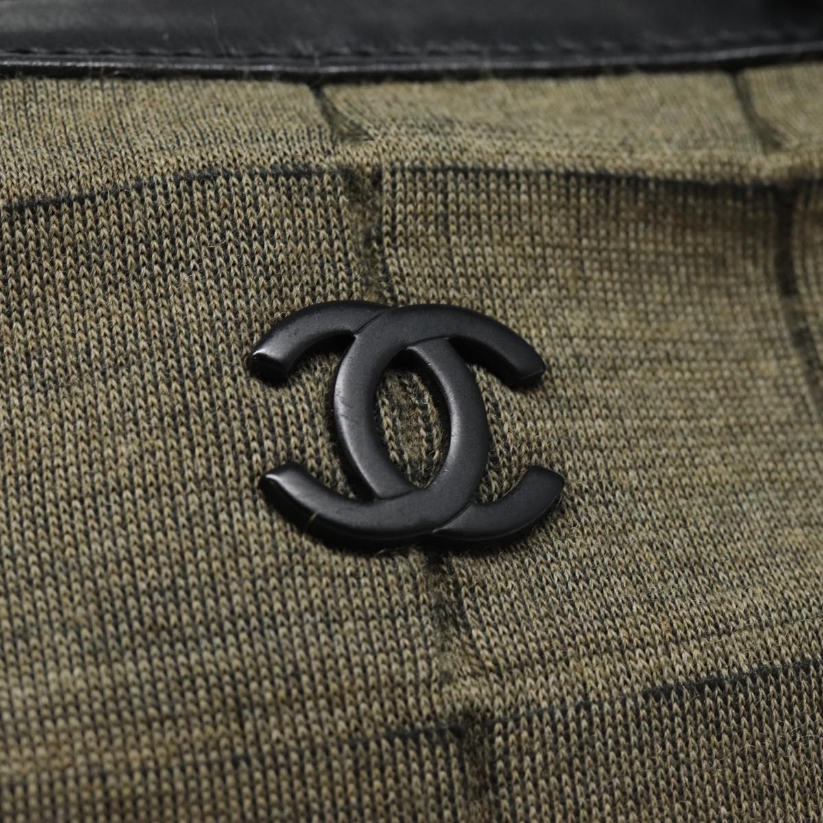 CHANEL Choco Bar Chain Hand Bag Cotton Gray CC bs17534