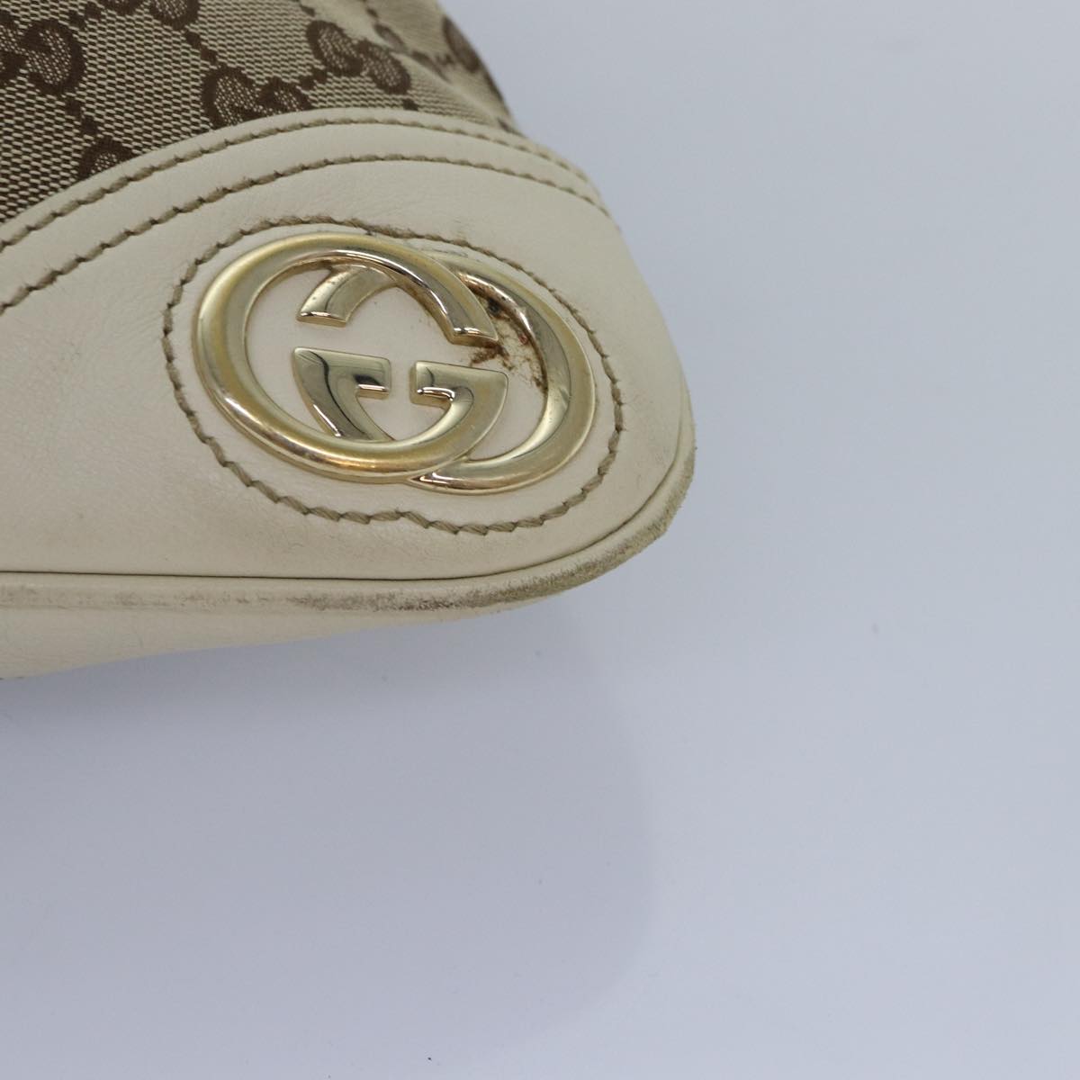 GUCCI GG Canvas Shoulder Bag Beige Gold 169947 bs17560