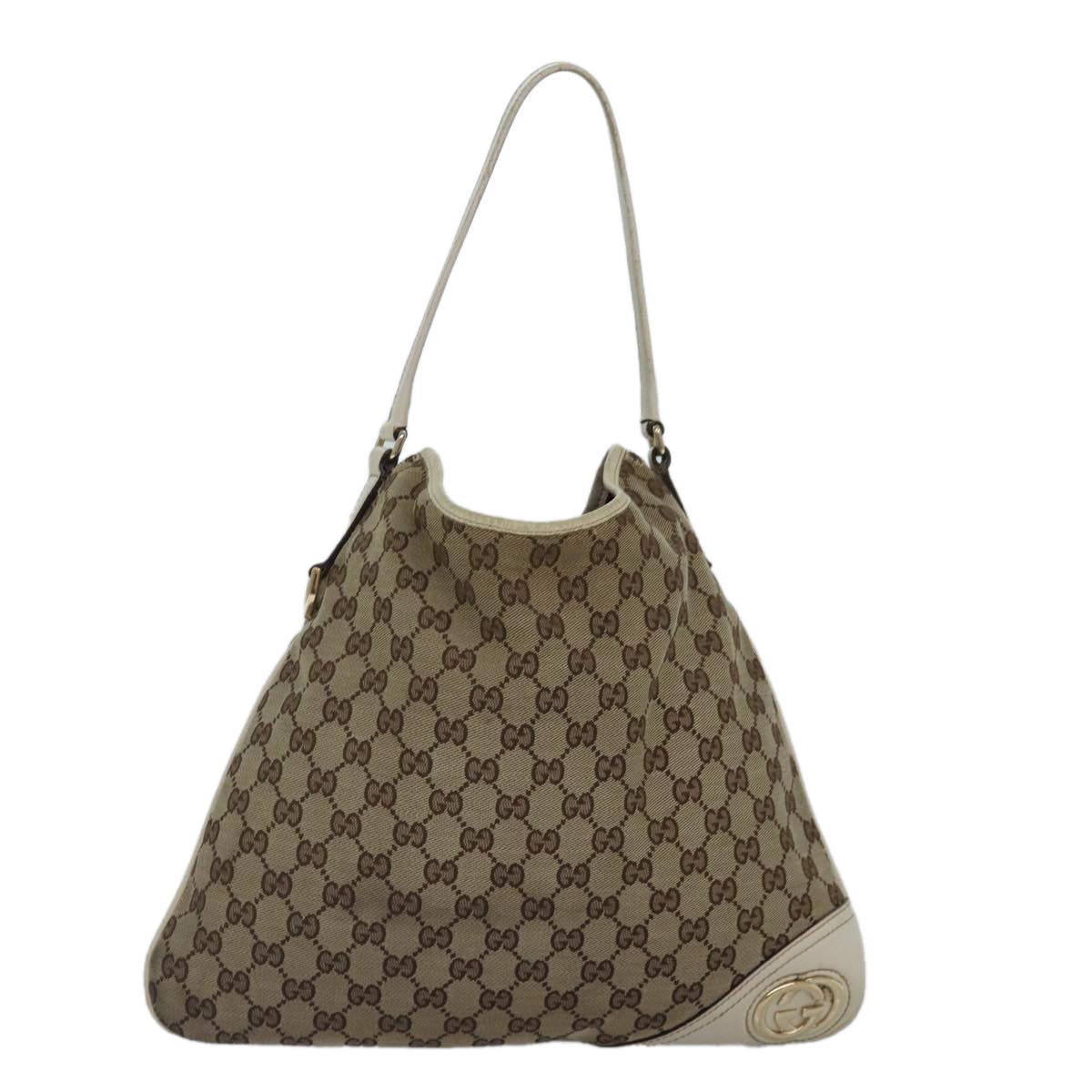 GUCCI GG Canvas Shoulder Bag Beige Gold 169947 bs17560
