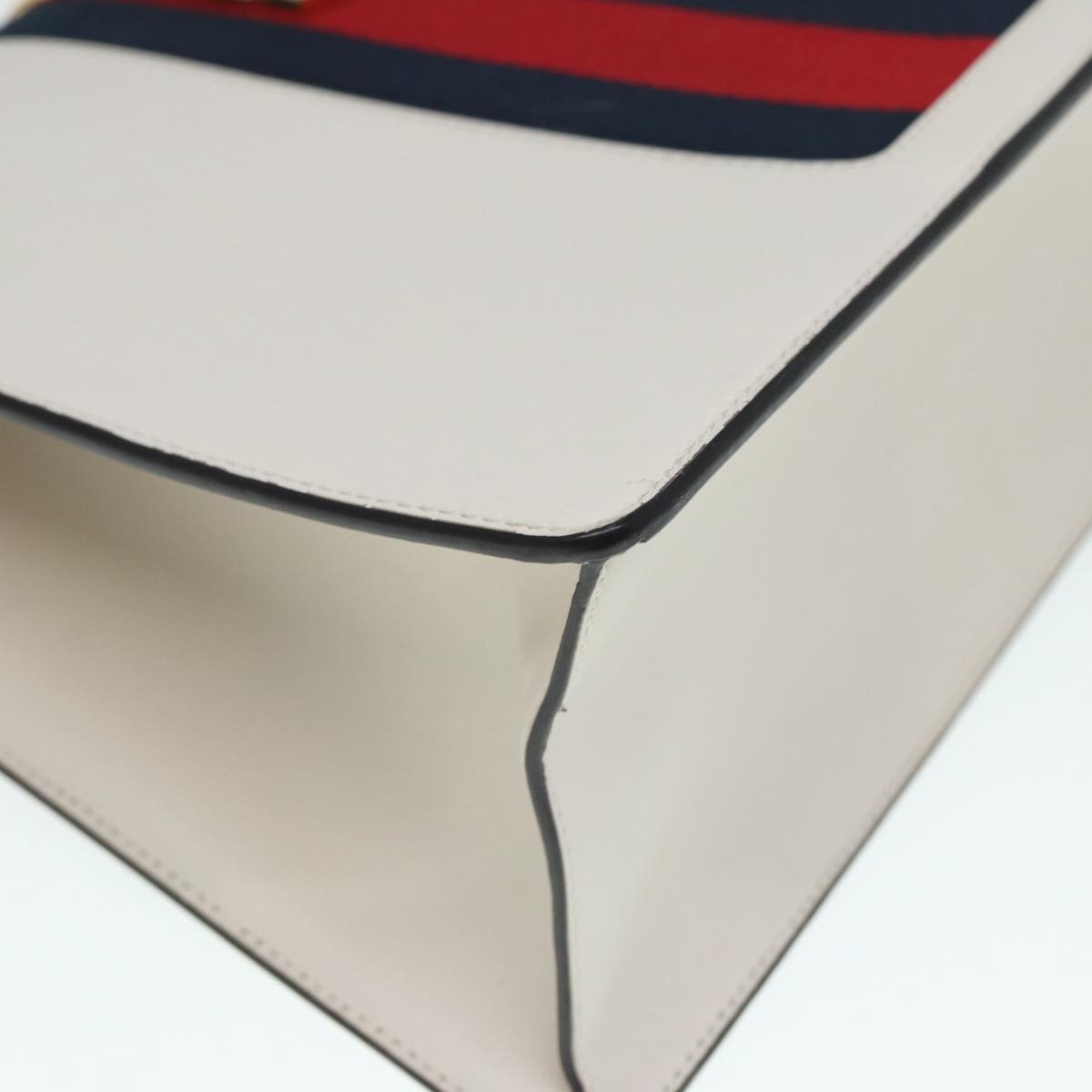 GUCCI Silvi Sherry Line Hand Bag Leather 2way White Gold Red 431665 bs17582